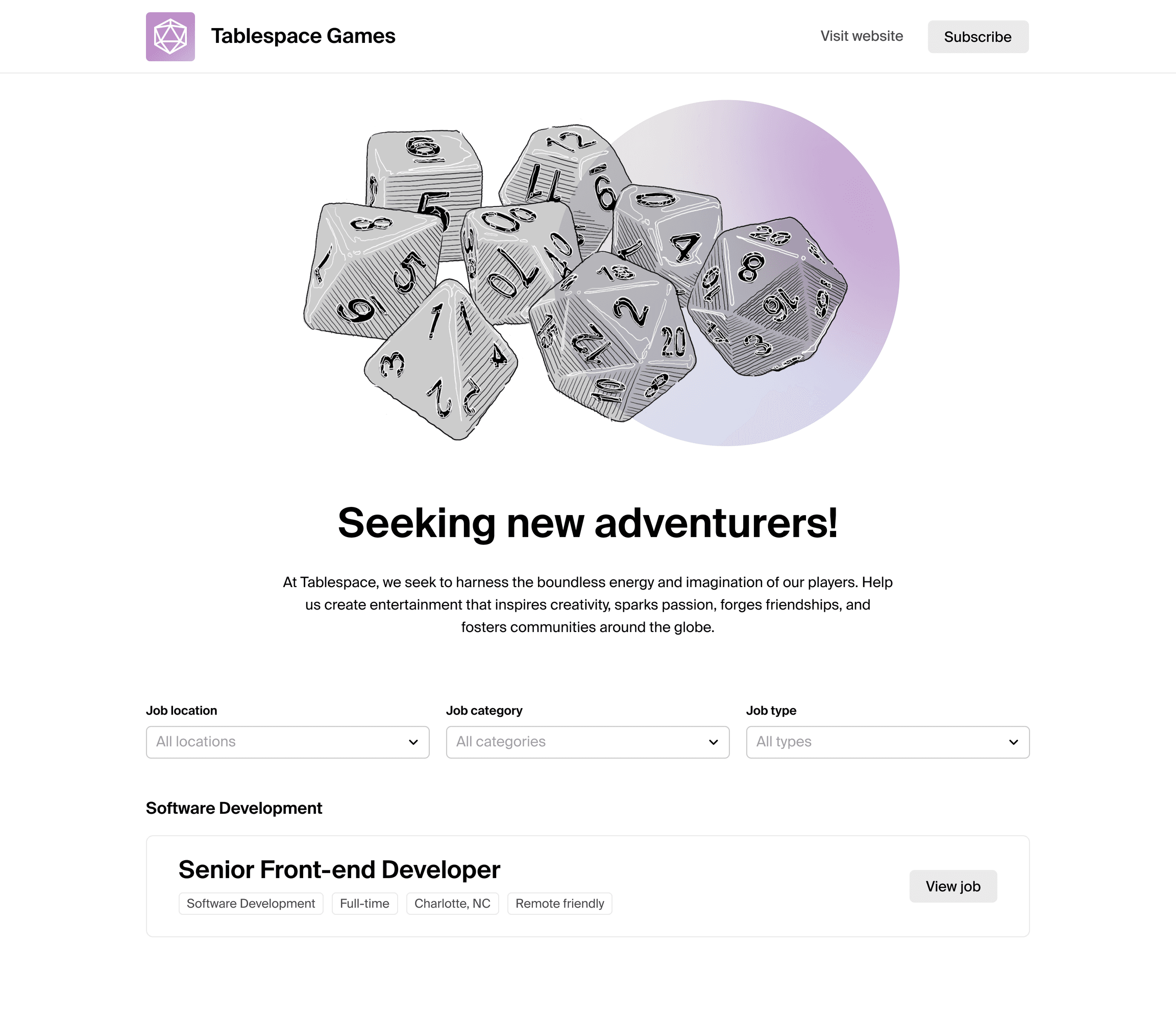 A screenshot of a job board built with Polymer